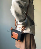 Lightweight Nylon Leather Trim Mini Handbag Small Nylon Purse With Front Zip Pocket Womens