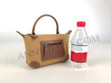 Lightweight Nylon Leather Trim Mini Handbag Small Nylon Purse With Front Zip Pocket Womens