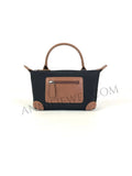 Lightweight Nylon Leather Trim Mini Handbag Small Nylon Purse With Front Zip Pocket Womens
