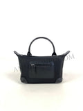black Lightweight Nylon Leather Trim Mini Handbag Small Nylon Purse With Front Zip Pocket Womens