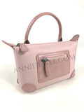 Pink Lightweight Nylon Leather Trim Mini Handbag Small Nylon Purse With Front Zip Pocket Womens
