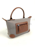 Lightweight Nylon Leather Trim Mini Handbag Small Nylon Purse With Front Zip Pocket Womens