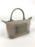 Lightweight Nylon Leather Trim Mini Handbag gray Small Nylon Purse With Front Zip Pocket Womens