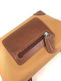 side of Lightweight Nylon Leather Trim Mini Handbag Small Nylon Purse With Front Zip Pocket Womens