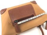 side of Lightweight Nylon Leather Trim Mini Handbag Small Nylon Purse With Front Zip Pocket Womens