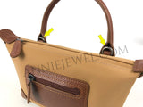 Lightweight Nylon Leather Trim Mini Handbag Small Nylon Purse With Front Zip Pocket Womens
