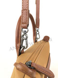 side of Lightweight Nylon Leather Trim Mini Handbag Small Nylon Purse With Front Zip Pocket Womens