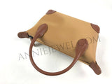 Lightweight Nylon Leather Trim Mini Handbag Small Nylon Purse With Front Zip Pocket Womens