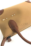 side of Lightweight Nylon Leather Trim Mini Handbag Small Nylon Purse With Front Zip Pocket Womens