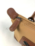 side of Lightweight Nylon Leather Trim Mini Handbag Small Nylon Purse With Front Zip Pocket Womens