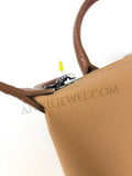 side of Lightweight Nylon Leather Trim Mini Handbag Small Nylon Purse With Front Zip Pocket Womens