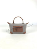 Lightweight Nylon Leather Trim Mini Handbag Small Nylon Purse With Front Zip Pocket Womens