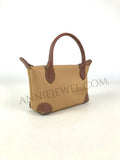 Lightweight Nylon Leather Trim Mini Handbag Small Nylon Purse With Front Zip Pocket Womens