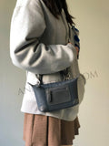 Lightweight Nylon Leather Trim Mini Handbag Small Nylon Purse With Front Zip Pocket Womens