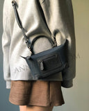 Lightweight Nylon Leather Trim Mini Handbag Small Nylon Purse With Front Zip Pocket Womens