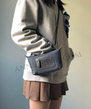 Lightweight Nylon Leather Trim Mini Handbag Small Nylon Purse With Front Zip Pocket Womens