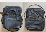 side of Premium Nylon Tote Bag With Genuine Leather Trim Lightweight Tote Bag Leather Trim 