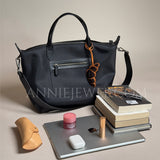 Premium Nylon Tote Bag With Genuine Leather Trim Lightweight Tote Bag Leather Trim 