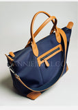 Premium Nylon Tote Bag With Genuine Leather Trim Lightweight Tote Bag Leather Trim 