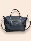 Premium Nylon Tote Bag With Genuine Leather Trim Lightweight Tote Bag Leather Trim 