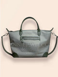 Premium Nylon Tote Bag With Genuine Leather Trim Lightweight Tote Bag Leather Trim 
