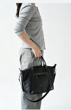 Premium Nylon Tote Bag With Genuine Leather Trim Lightweight Tote Bag Leather Trim 