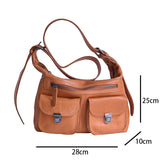 Womens Leather Cargo Bag medium satchel bag Hobo Pocketbooks