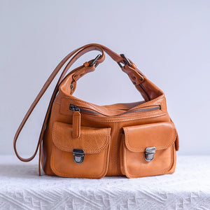 Womens Leather Cargo Bag medium satchel bag Hobo Pocketbooks