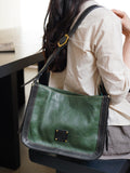 Green Leather Hobo Bag Medium Hobo Bag With Zipper Womens 