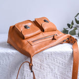 Womens Leather Cargo Bag medium satchel bag Hobo Pocketbooks