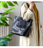 Black Leather Tote Purse full grain leather tote Black Leather Totes Womens 