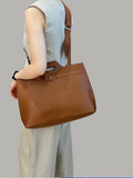 Microfiber Leather Laptop Tote Bag Womens Leather Computer Bag Leather Shoulder Bag laptop bag leather brown