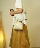 beige Leather Dome Crossbody Bag