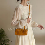 cognac Leather Mini Barrel Bag Mini Leather Cylinder Bag Small Leather Bowling Bag - Annie Jewel