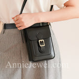 Women's Phone Case Leather black Mini Satchel Crossbody Bag 