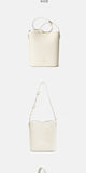 Minimalist Leather Bucket Shoulder Bag Vertical Leather Tote Pebbled Leather Bucket Bag