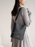 Minimalist Leather Bucket Shoulder Bag Vertical Leather Tote Pebbled Leather Bucket Bag