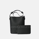 Black Genuine Leather Shoulder Bag Everyday Leather Shoulder Bag With Wide Strap