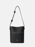Minimalist Leather Bucket Shoulder Bag black Vertical Leather Tote Pebbled Leather Bucket Bag