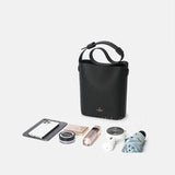 Minimalist Leather Bucket Shoulder Bag Vertical Leather Tote Pebbled Leather Bucket Bag