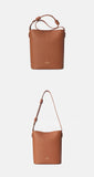 Minimalist Leather Bucket Shoulder Bag Vertical Leather Tote Pebbled Leather Bucket Bag