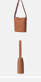 Minimalist Leather Bucket Shoulder Bag Vertical Leather Tote Pebbled Leather Bucket Bag
