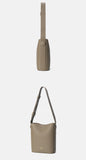 Minimalist Leather Bucket Shoulder Bag Vertical Leather Tote Pebbled Leather Bucket Bag
