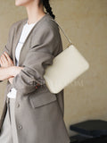 Slim Leather Top Zip Shoulder Bag French Style Leather Underarm Bag Women's