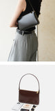Slim Leather Shoulder Bag Genuine Leather Baguette Bag Leather Underarm Bag Purse