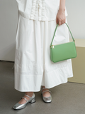Green Leather Top Zip Shoulder Bag French Style Leather Underarm Bag Women's