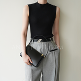 Minimalist Leather Shoulder Bag Genuine Leather Baguette Bag Leather Underarm Bag Purse