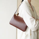 Minimalist Leather Shoulder Bag Genuine Leather Baguette Bag Leather Underarm Bag Purse