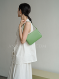 Slim Leather Shoulder Bag Genuine Leather Baguette Bag Leather Underarm Bag Purse