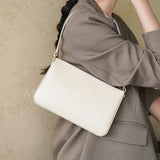 Minimalist Leather Shoulder Bag Genuine Leather Baguette Bag Leather Underarm Bag Purse